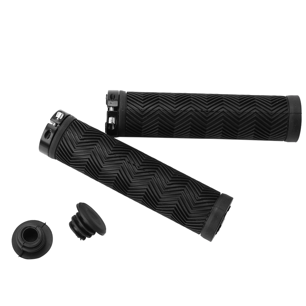 Rubber Non-slip Bike Handle Bar Grips with Unilateral Metal Lock (black)