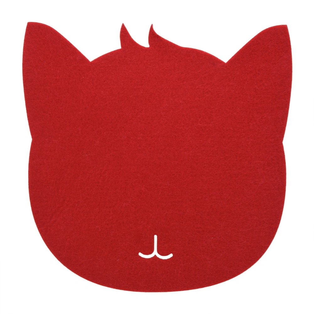 Cat Shape Anti-static Felts Table Mouse Pad Office Dust-proof Desk Pads Red