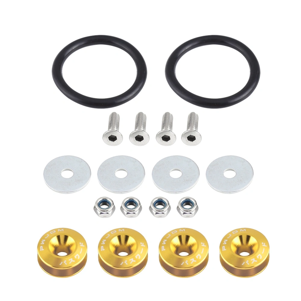 Car Aluminium Alloy Bumper Washer/Bolt Engine Bay Dress Up Kit Quick Release Fastener Yellow