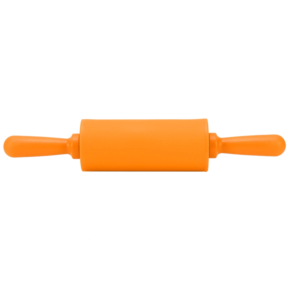 New Non-stick Silicone Rolling Pin Pastry Dough Roller Baking Tool with Plastic Handle Orange