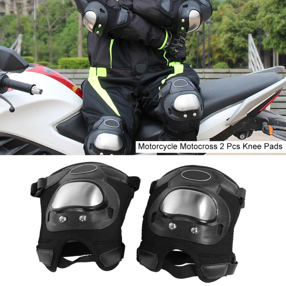 2 Pcs Stainless Steel Motorcycle Motocross ATV Adults Knee Pads Shin Guard Protective Armor Set