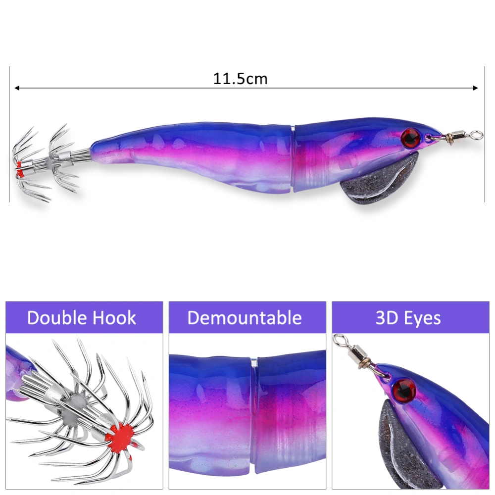 Bionic Electric Luminous Shrimp Shape Squid Fishing Lures (Purple)