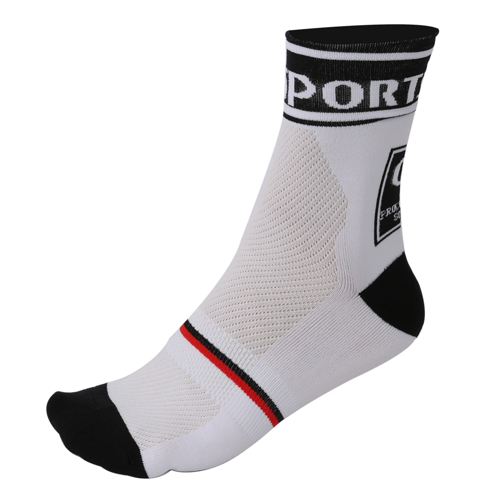 Unisex Bike Bicycle Cycling Riding Socks Breathable Wicking Sport  Feet Protector White