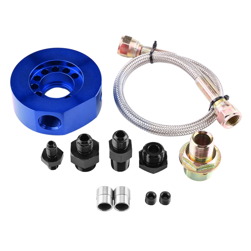 Car Engine Oil Supply Oil Filter Sandwich Plate Cooler Adapter Kit for Honda Acura LS B20 Blue