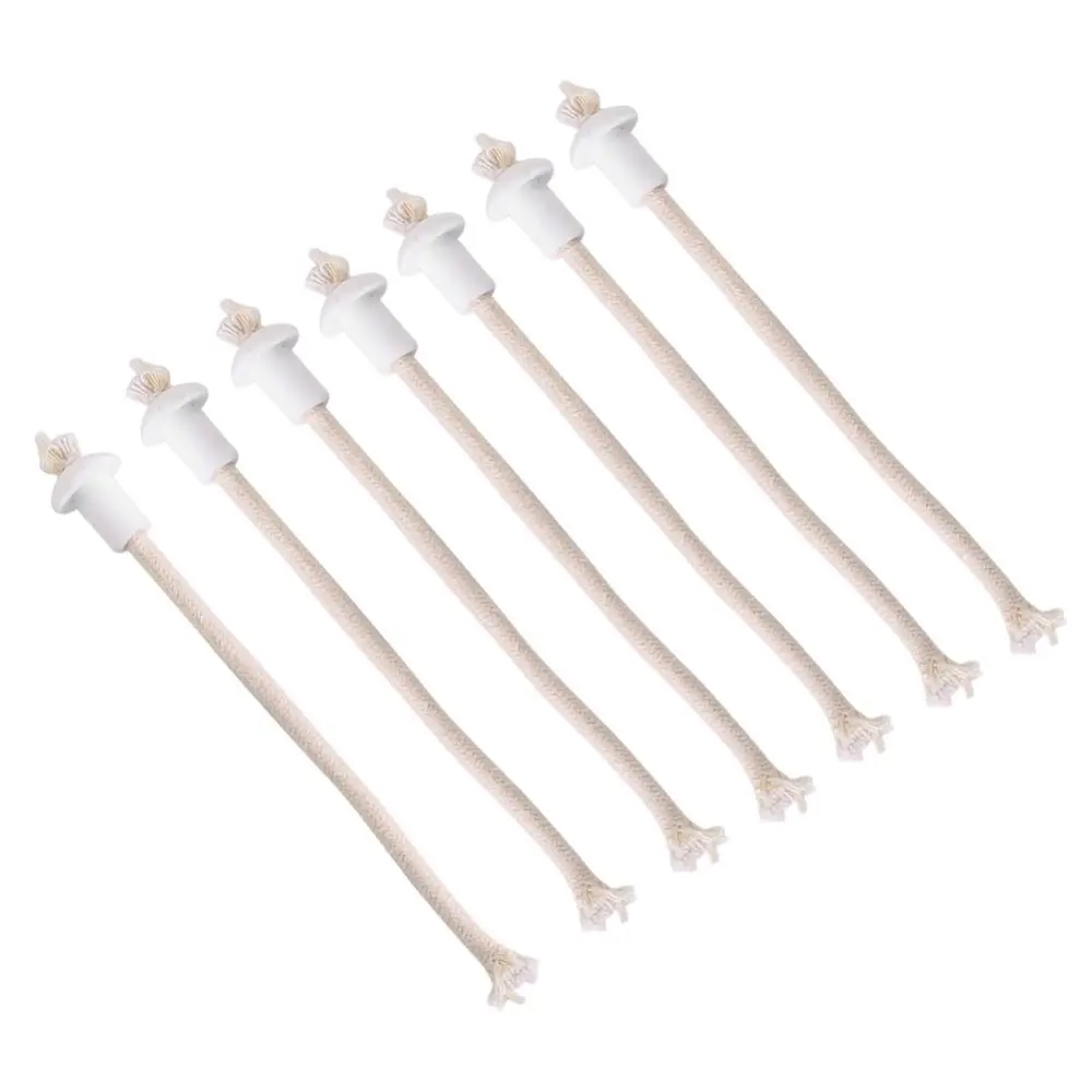 7pcs Thicken Cotton Candle Wicks Heat Resistant Kerosene Wick for Alcohol Lamp w/Ceramic Base