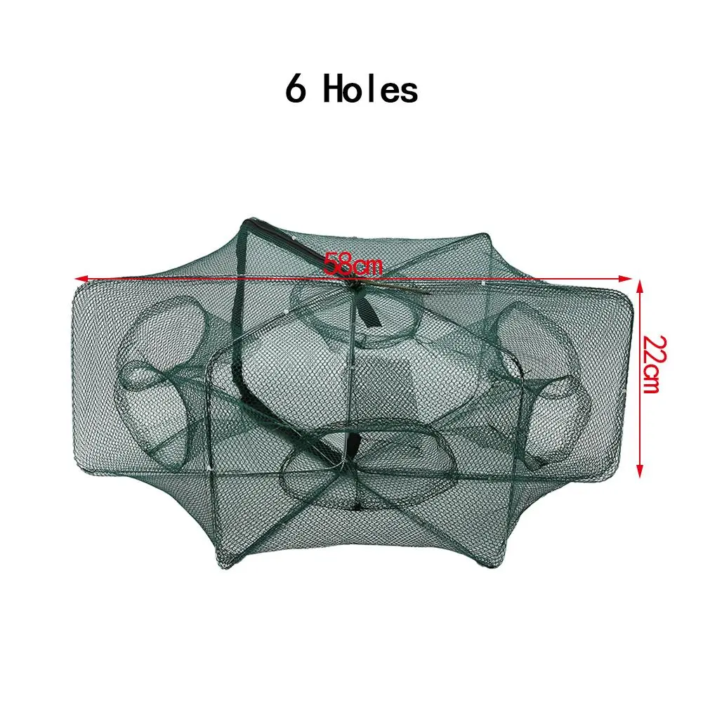 Fishing Net Trap Shrimp Catching Cage Nylon Crab Lobster Automatic Fishing Net Cast (6 Holes)