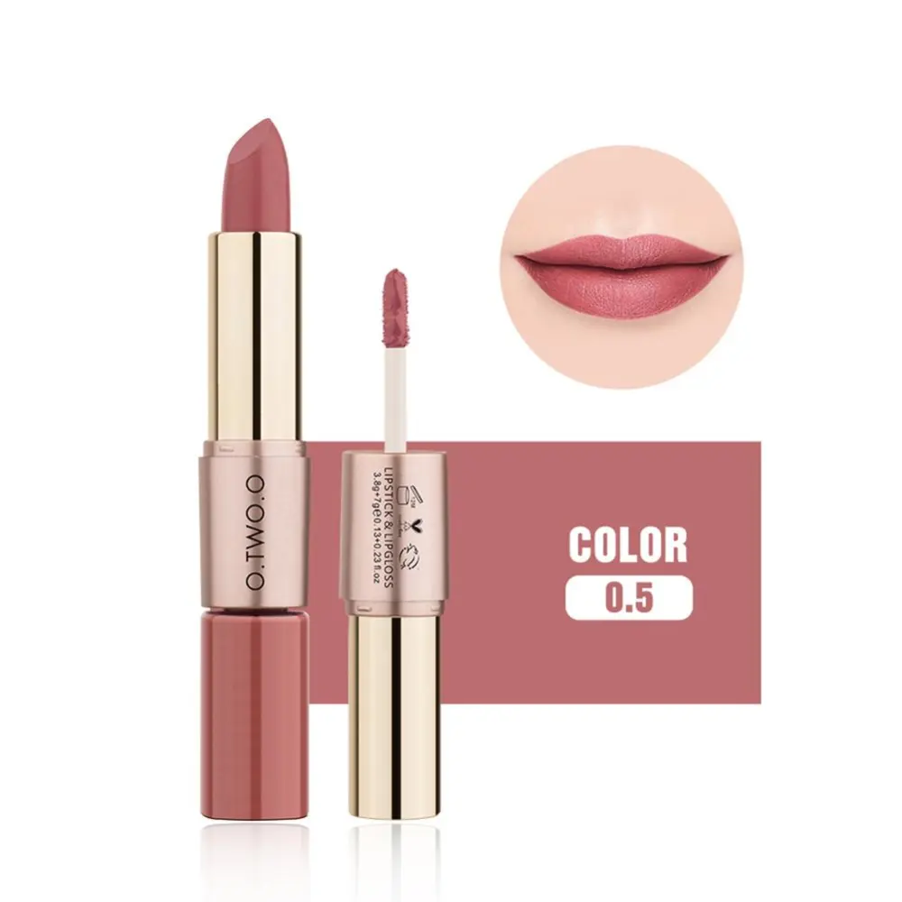 2 in 1 Matte Lipstick Lipgloss Long Lasting Lip Moisturizer Balm Makeup Cosmetics (#5)