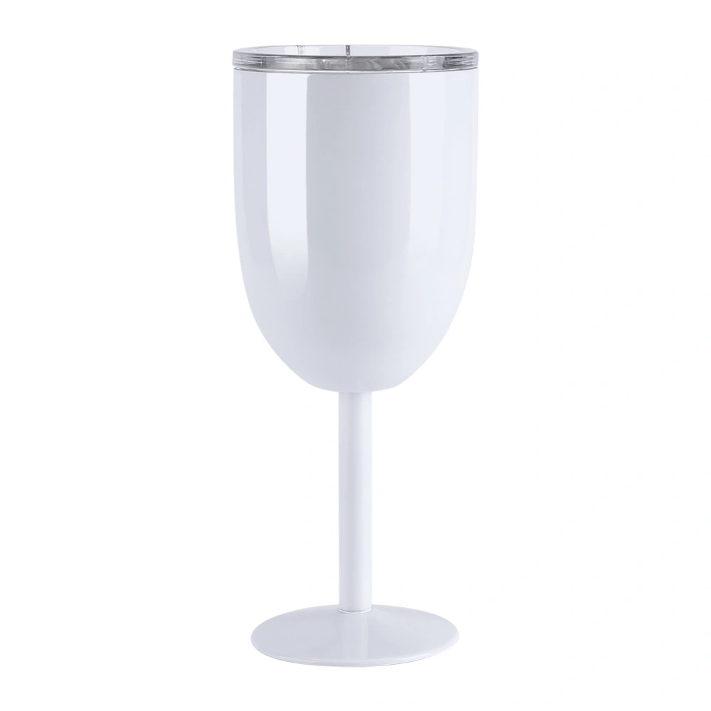 Stainless Steel Cocktail Tumbler Vacuum Insulated Wine Cup Juice Drinks Goblet With Lid White