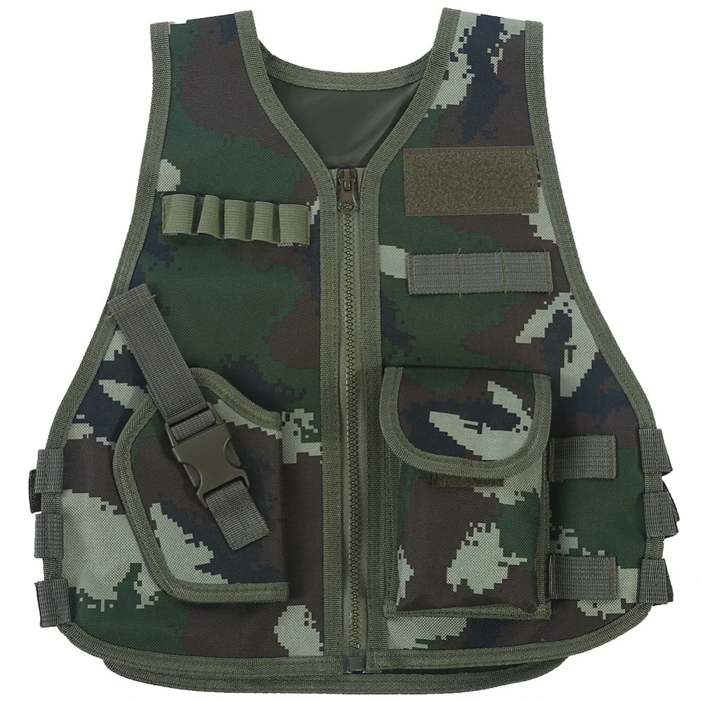 Children Camouflage Vest with Multi Pocket for Combat Outdoor Hunting Game(Jungle Camouflage L)