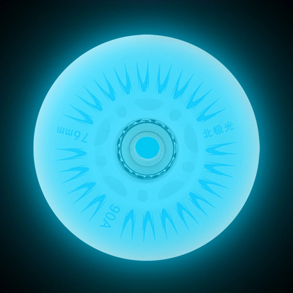 Colorful 80mm LED Light Sliding Flash Roller Skate Wheel (Blue)