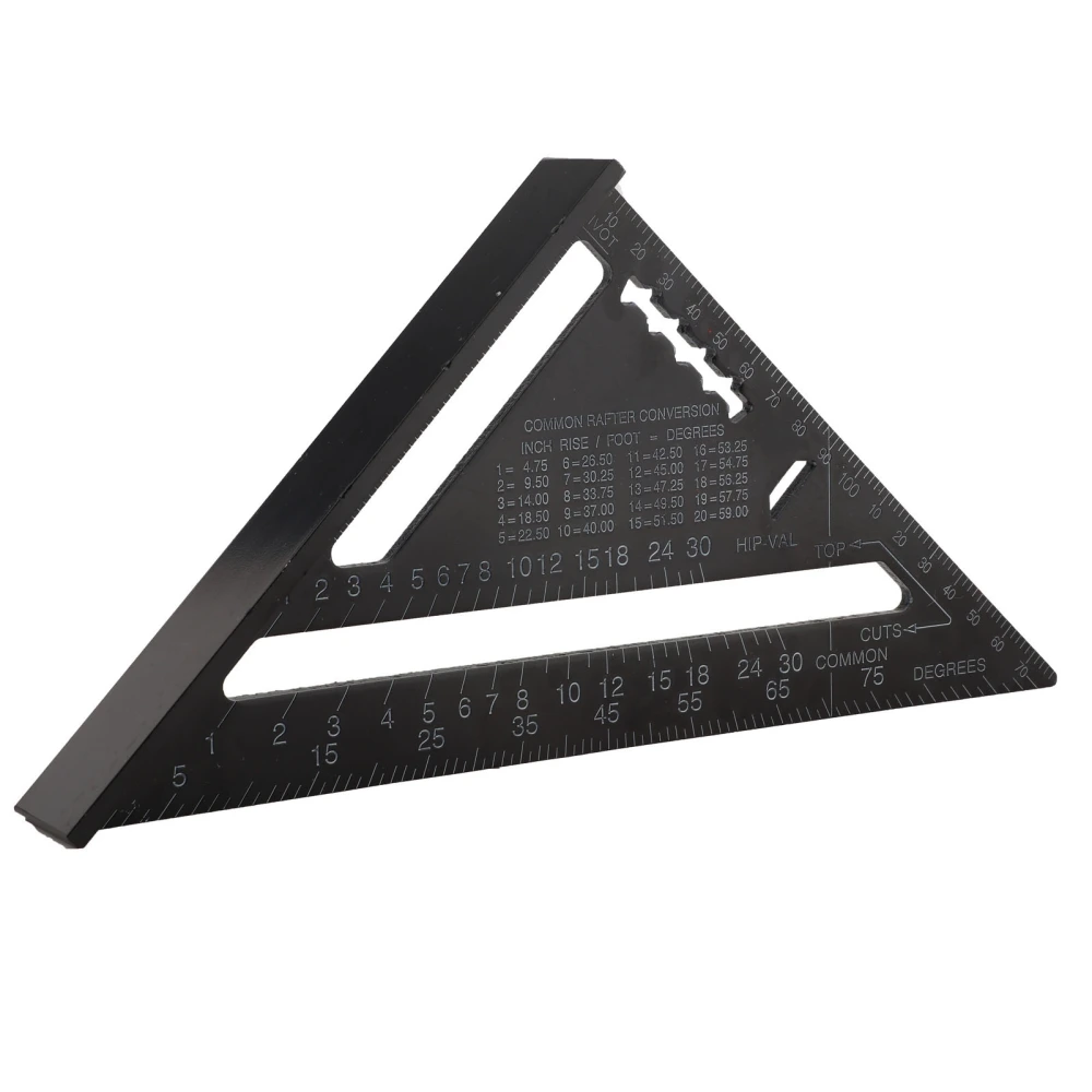 7 inch Metric Aluminum Alloy Black Roofing Triangle Angle Protractor Layout Guide (Metric)