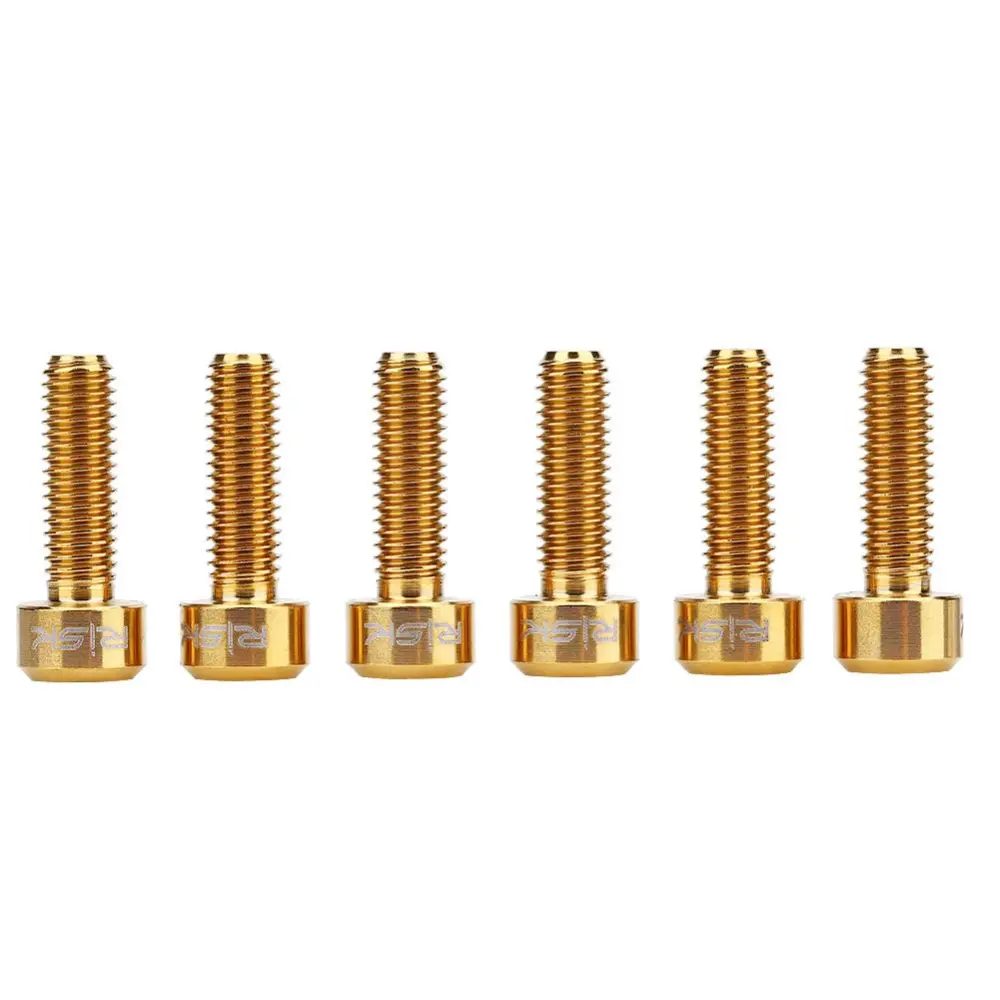 6Pcs/set M5*16mm Titanium Alloy Bike Fixed Stem Bolts For Bicycle Mountain Stem (gold)