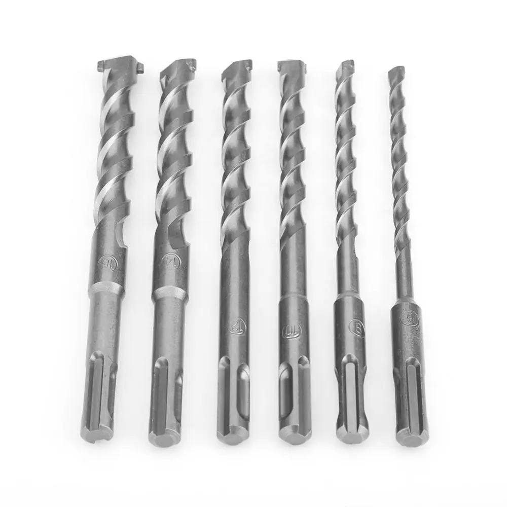 6Pcs Electric Rotary Hammer Concrete Drill Bit Set Chrome Steel Straight Shank Drilling Tool