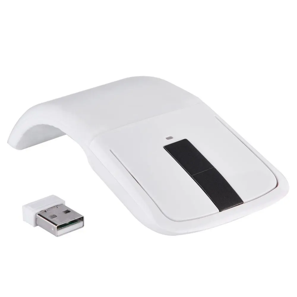 2.4GHz Foldable Wireless Arc Touch Mouse Mice + USB Receiver For PC/Notebook/Smart TV White