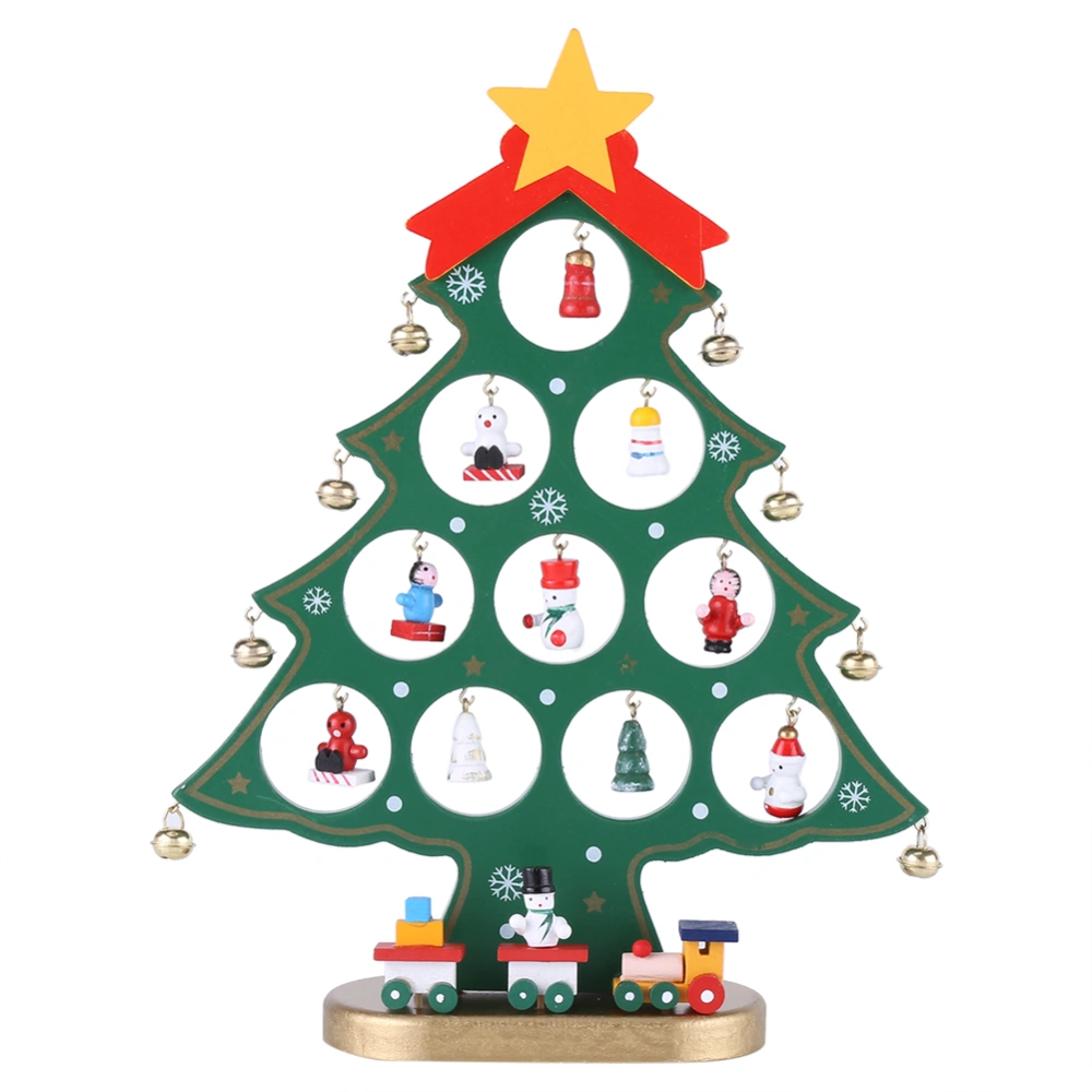 DIY Wooden Cartoon Christmas Tree Decorations Ornaments Home Display Festival Gift(Green)