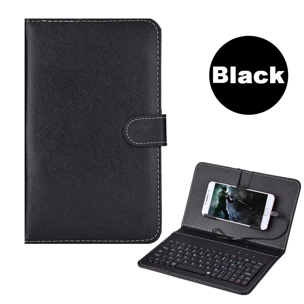 Universal Micro USB Keyboard Stand Protective Cover Case For Android Mobile Phone Black