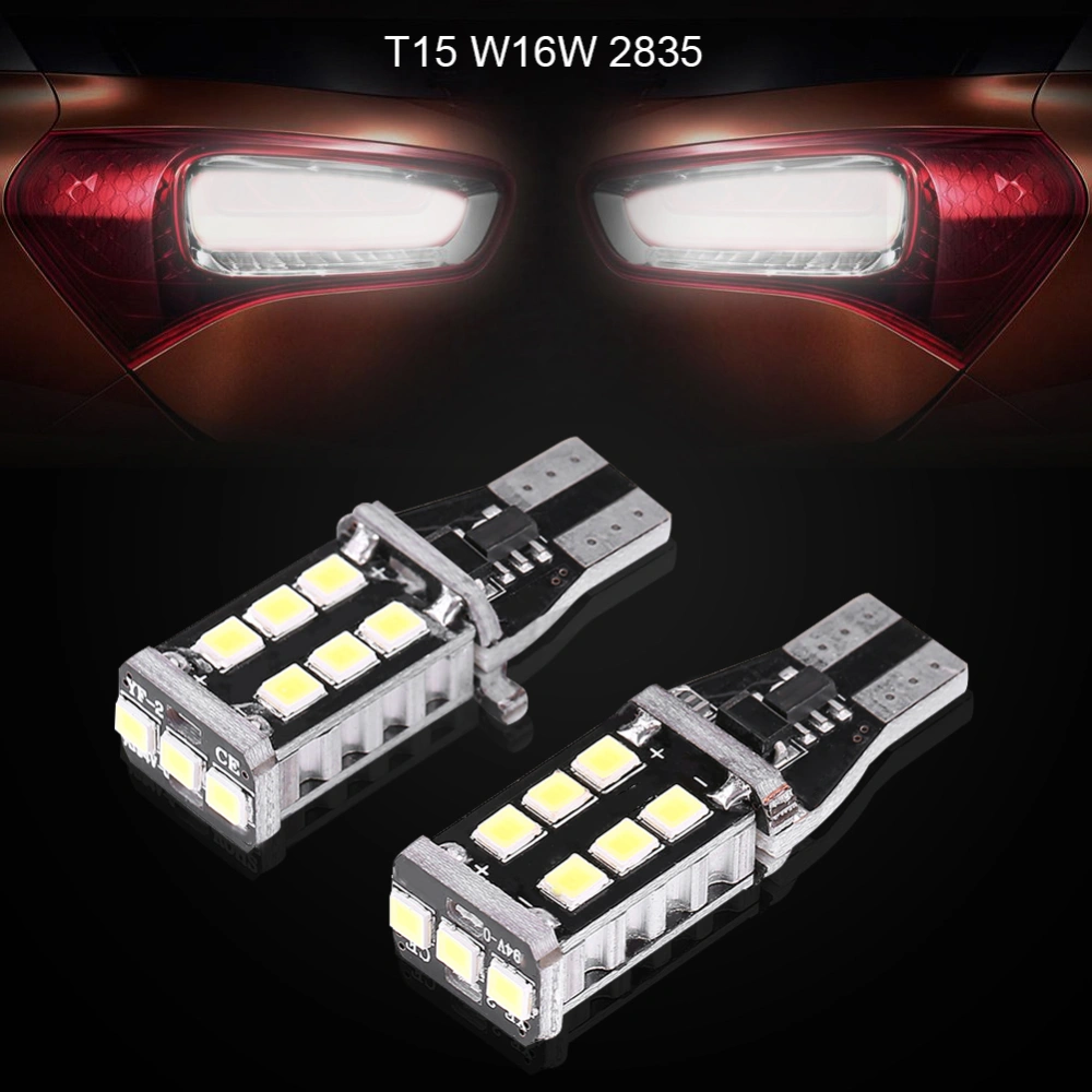 Pair Universal Canbus T15 W16W 2835 White LED Car Turn Brake Signal Light Backup Reverse Lamp