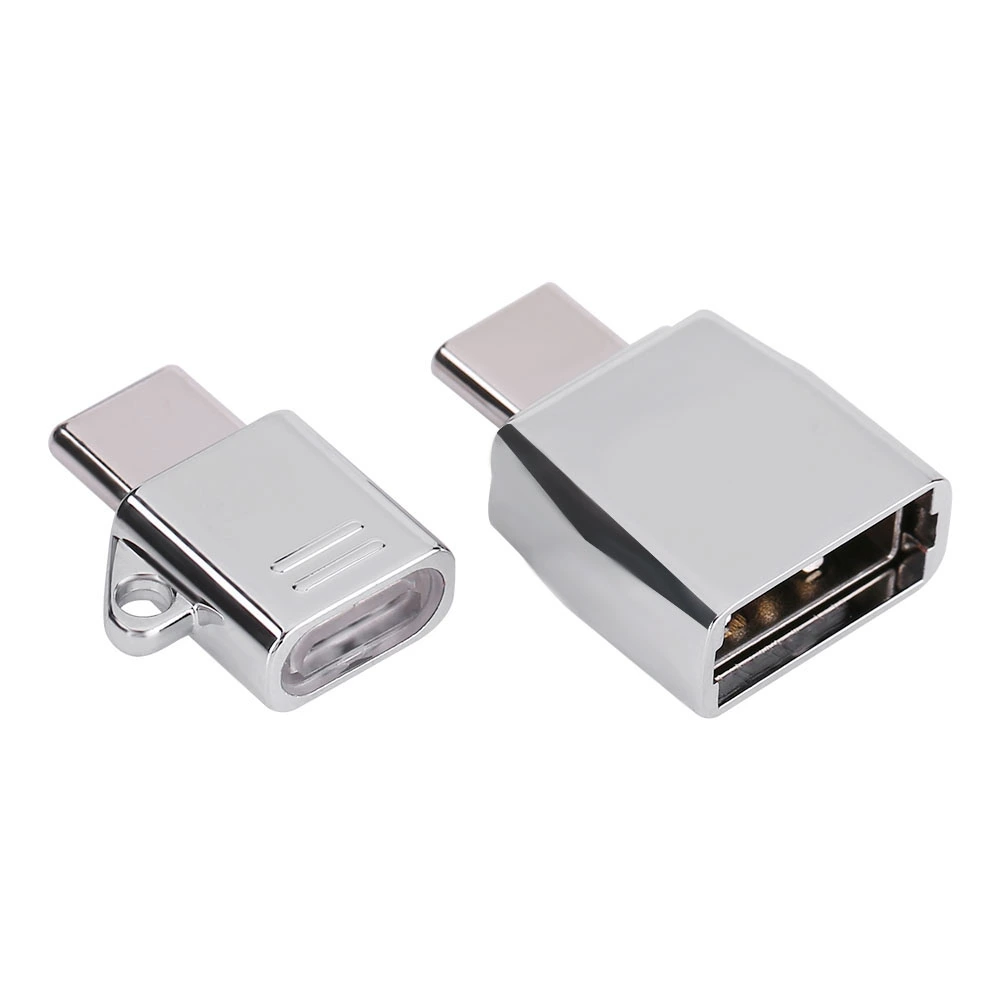 2PCS Micro USB Female to Type C USB Male OTG Adapter Charger Zinc Alloy Set Suit