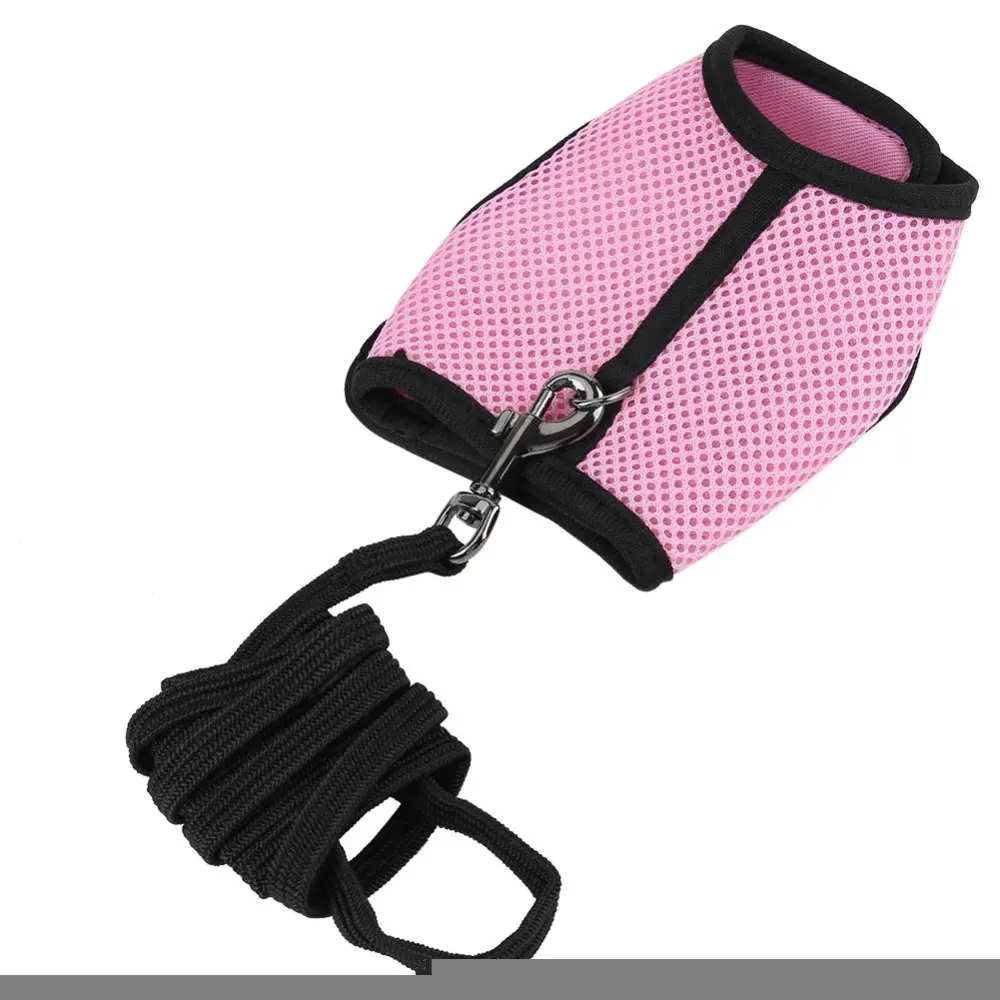 Hamster Rabbit Harness Set Small Animal Pet Safety Walking Vest With Lead Leash (Pink M)