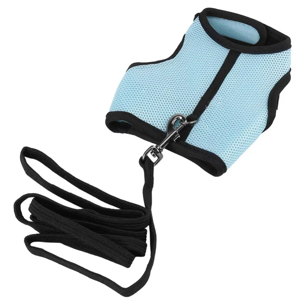 Hamster Rabbit Harness Set Small Animal Pet Safety Walking Vest With Lead Leash (Light Blue L)