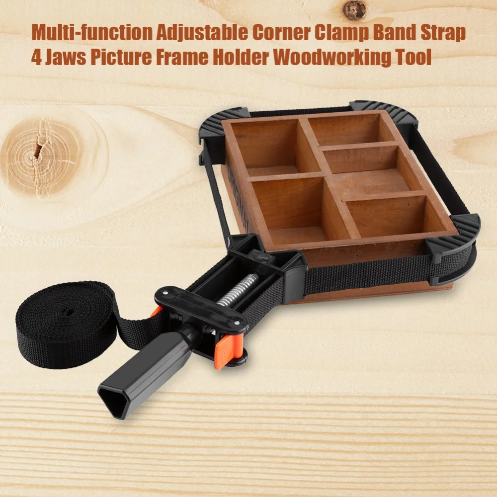 Multi-function Adjustable Corner Clamp Band Strap 4 Jaws Picture Frame Holder Woodworking Tool