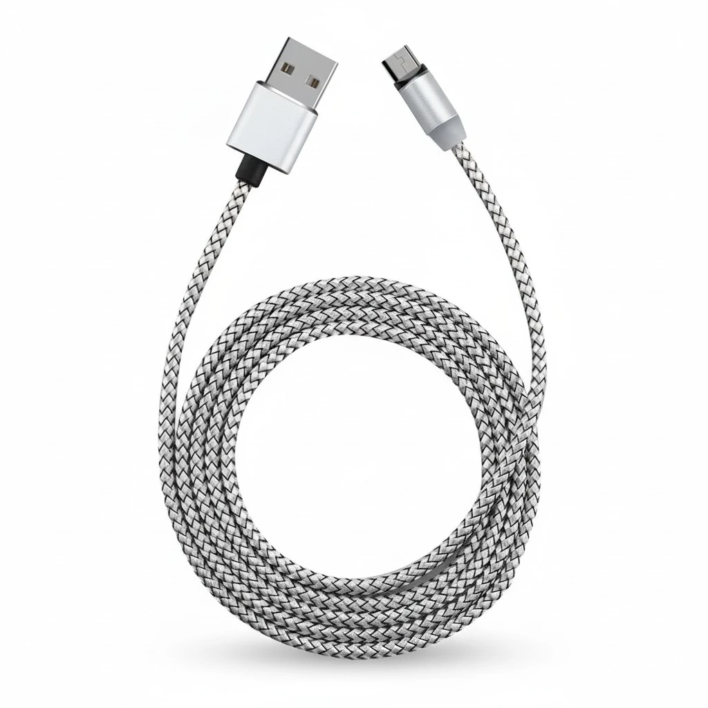 Universal Magnetic Braided Cords Micro USB Charging Cable with LED Light for Android Silver