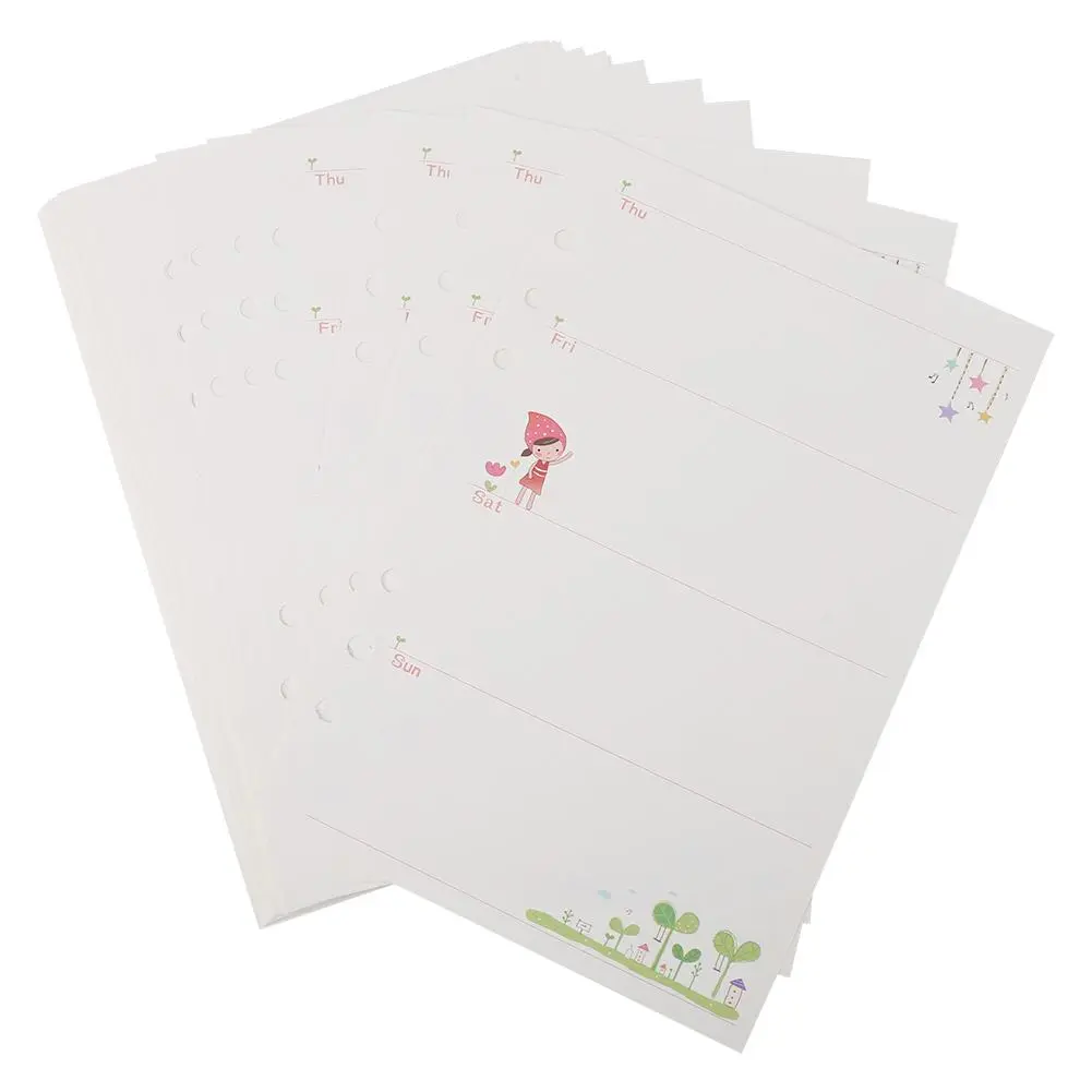 45pcs Loose-leaf Refill Filler Paper Planner 6 Rings Binder Paper Pages (A5 Weekly Plan)
