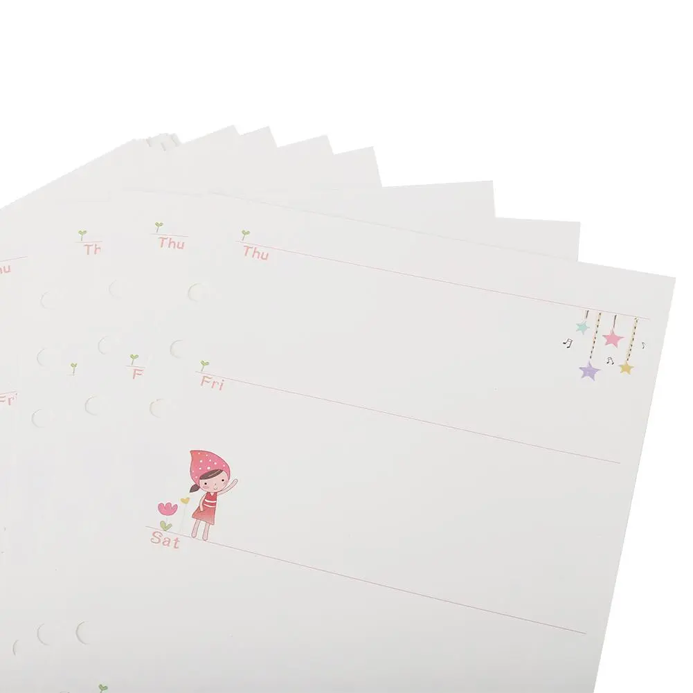 45pcs Loose-leaf Refill Filler Paper Planner 6 Rings Binder Paper Pages (A5 Weekly Plan)