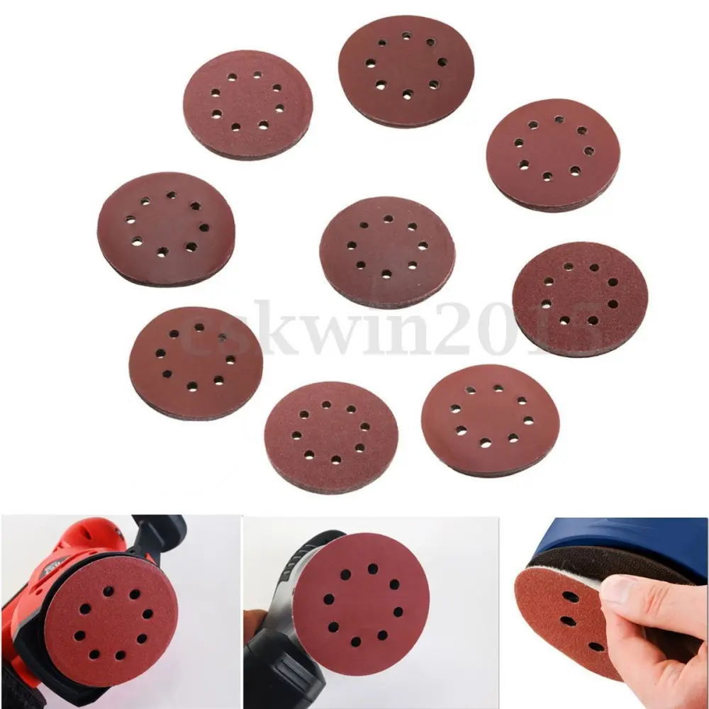 125mm Polishig Discs Red Sanding Discs 8 Hole Grit Sand Papers(60#)