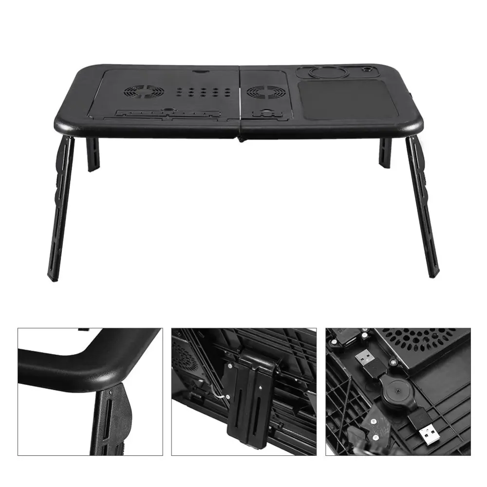 Adjustable Portable Folding Table Bed Desk Stand For Computer Laptop Notebook PC(Black)