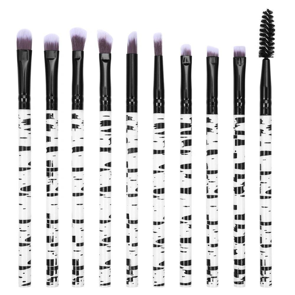 10Pcs/Set Makeup Eyeshadow Eyebrow Eyelash Zebra Mini Eye Lip Brushes Cosmetic Tool