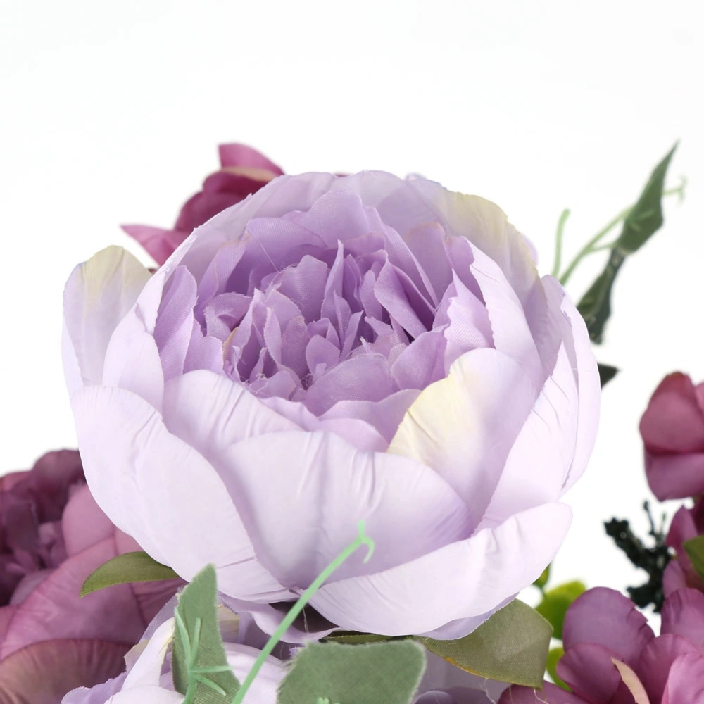 Artificial Peony Silk Flowers Bouquet for Festival Holiday Wedding Home Party Decor (Purple)