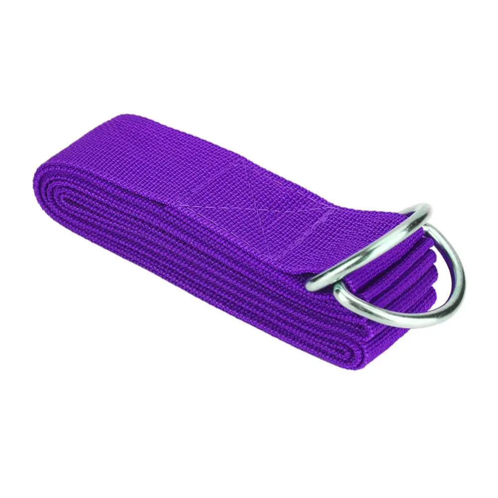 Adjustable Stretch Strap D-Ring Belts Gym Waist Leg Fitness Sports Yoga Belt (Purple)