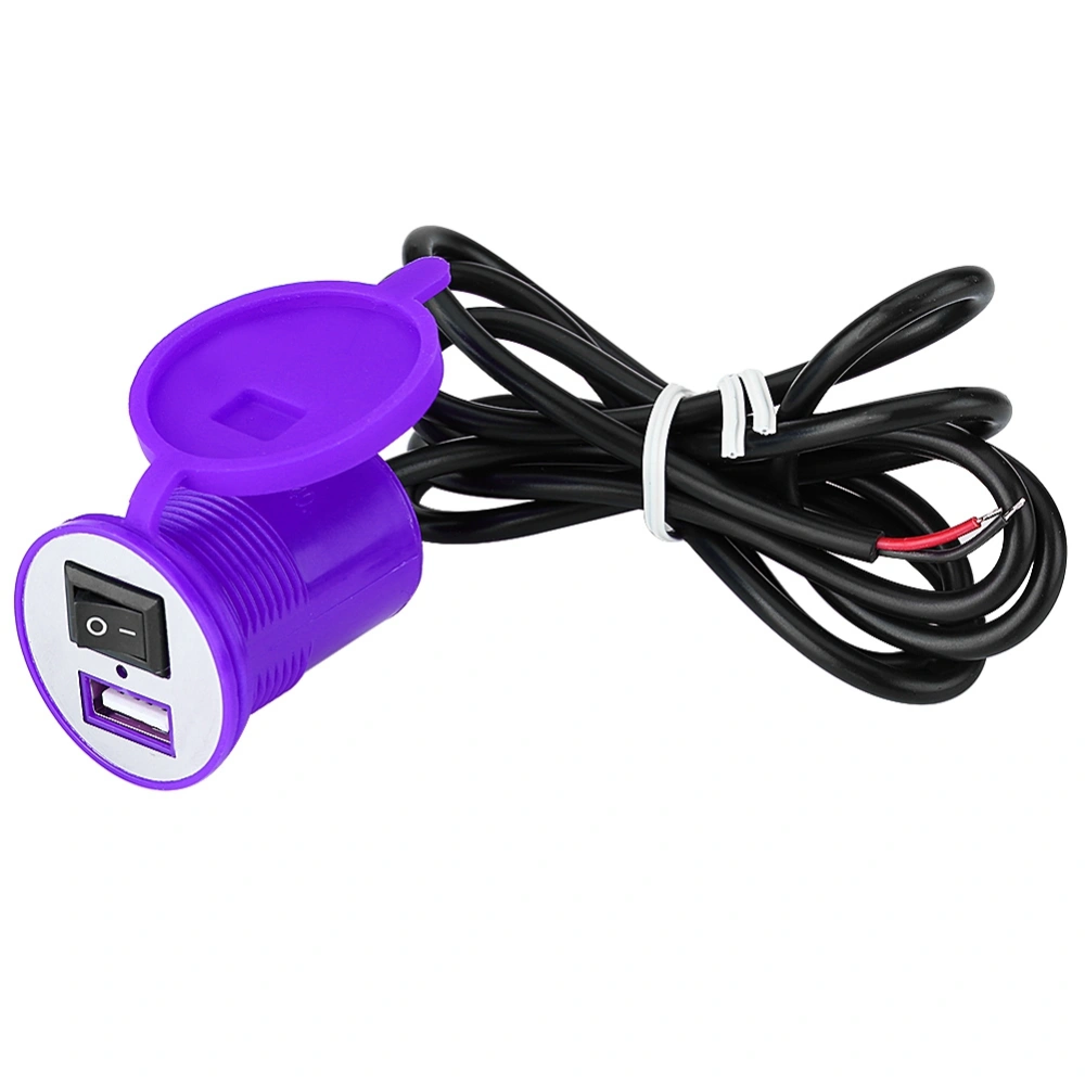 Universal Motorcycle USB Charger Socket Power Supply Port for Mobile Phone Waterproof Purple