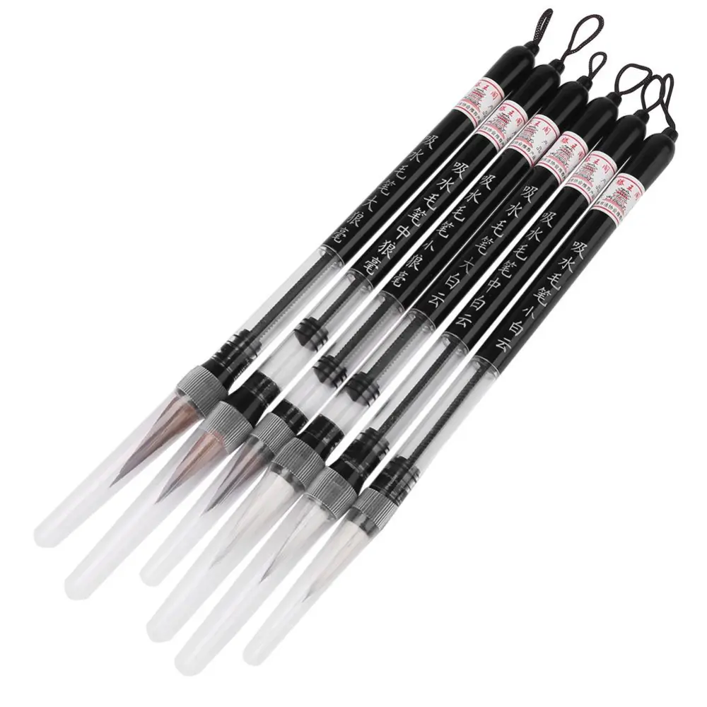 6pcs Piston Fill Chinese Water Brush Pen For Practicing Calligraphy On Water-Writing??Cloth