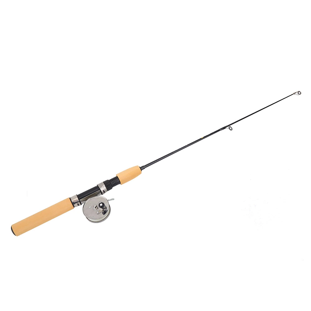 Mini Metallic Telescopic Ice Casting Fishing Rod Pole & Fishing Reel Wheel Set Kit (75cm)