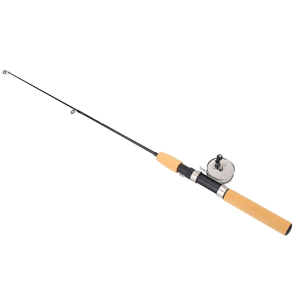 Mini Metallic Telescopic Ice Casting Fishing Rod Pole & Fishing Reel Wheel Set Kit (75cm)