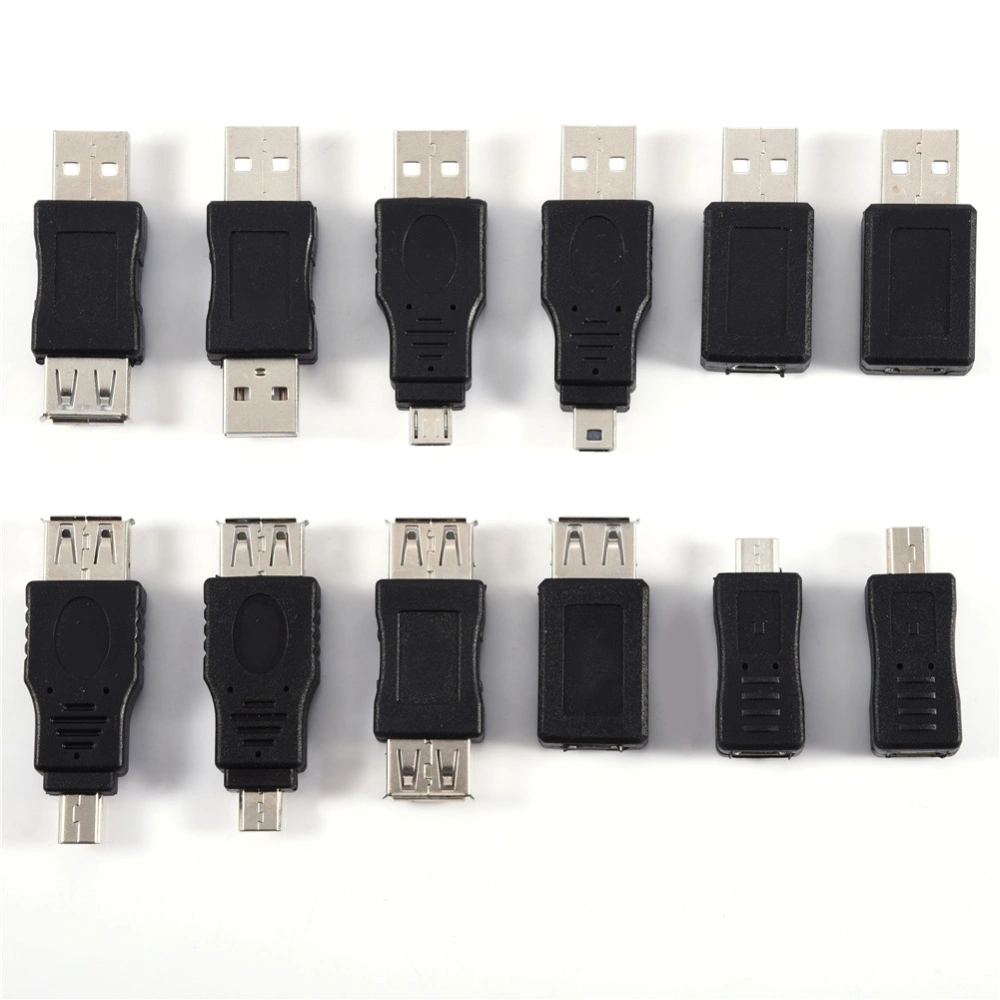 Pack of 12 Pcs Multiple USB2.0 Adapters Micro/Mini Male Female Converters Connectors