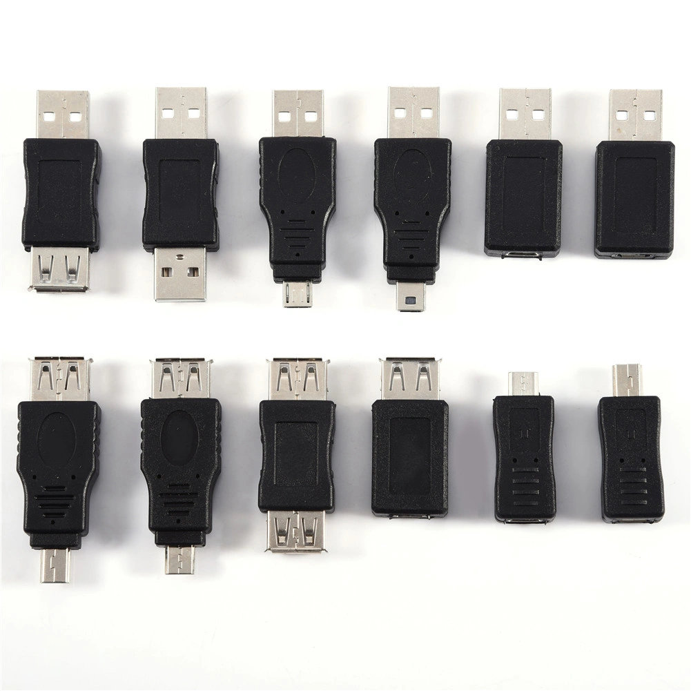 Pack of 12 Pcs Multiple USB2.0 Adapters Micro/Mini Male Female Converters Connectors