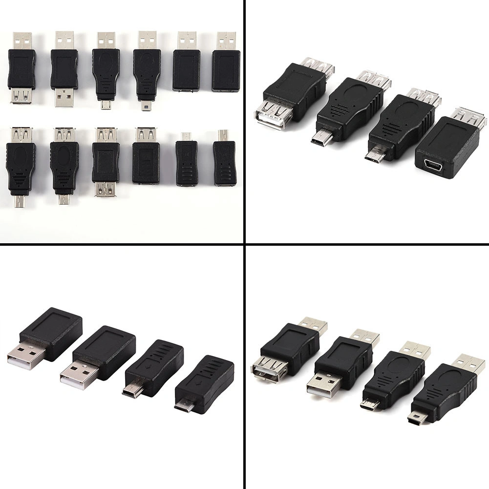Pack of 12 Pcs Multiple USB2.0 Adapters Micro/Mini Male Female Converters Connectors