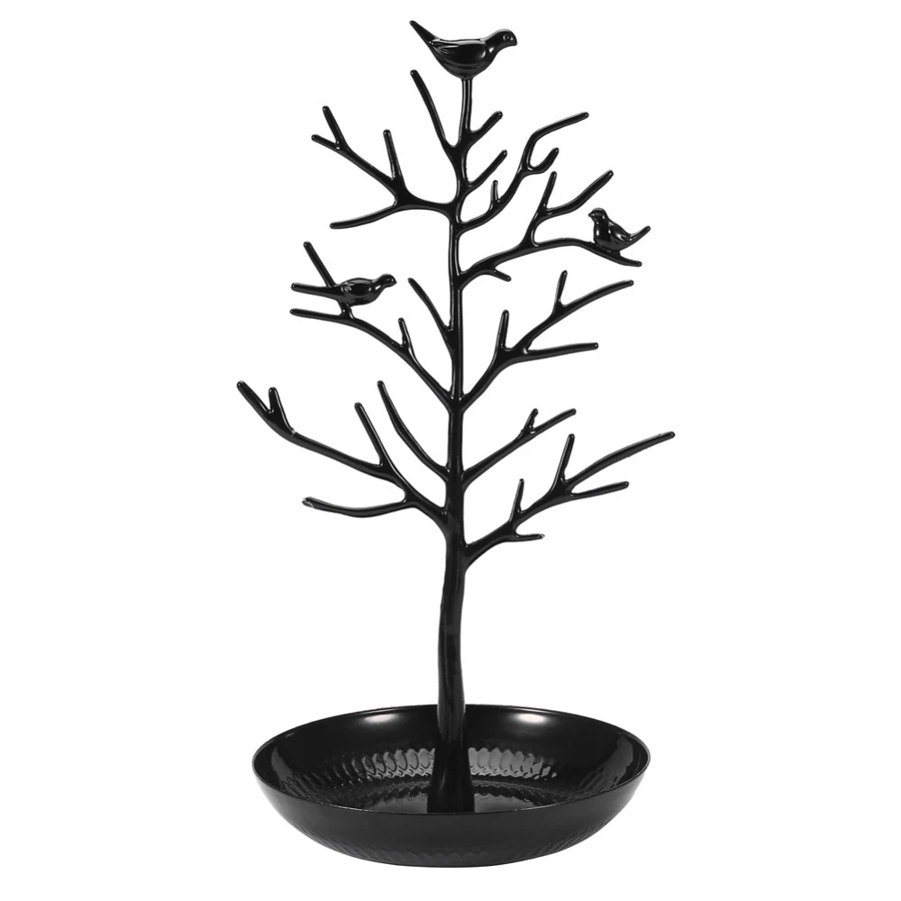 Metal Earring Rack Necklace Organizer Jewelry Holder Ornament Display Tree Stand (Black)