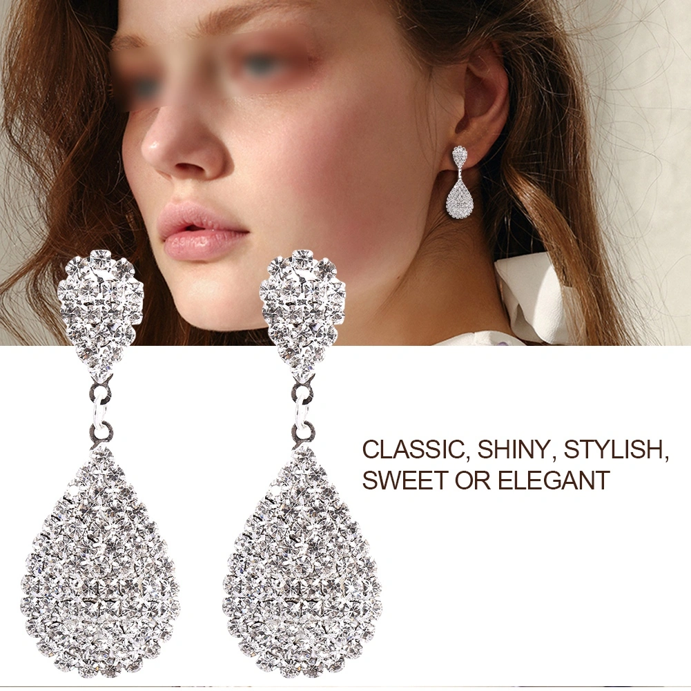 1Pair / Set Women Earrings Alloy Rhinestone Ear Rings Fashion Jewelry (Teardrop Earrings)