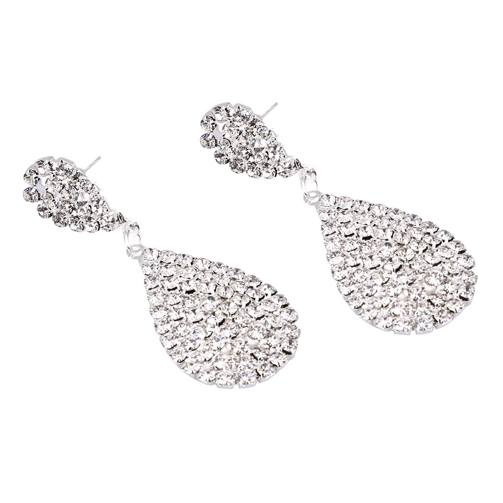 1Pair / Set Women Earrings Alloy Rhinestone Ear Rings Fashion Jewelry (Teardrop Earrings)