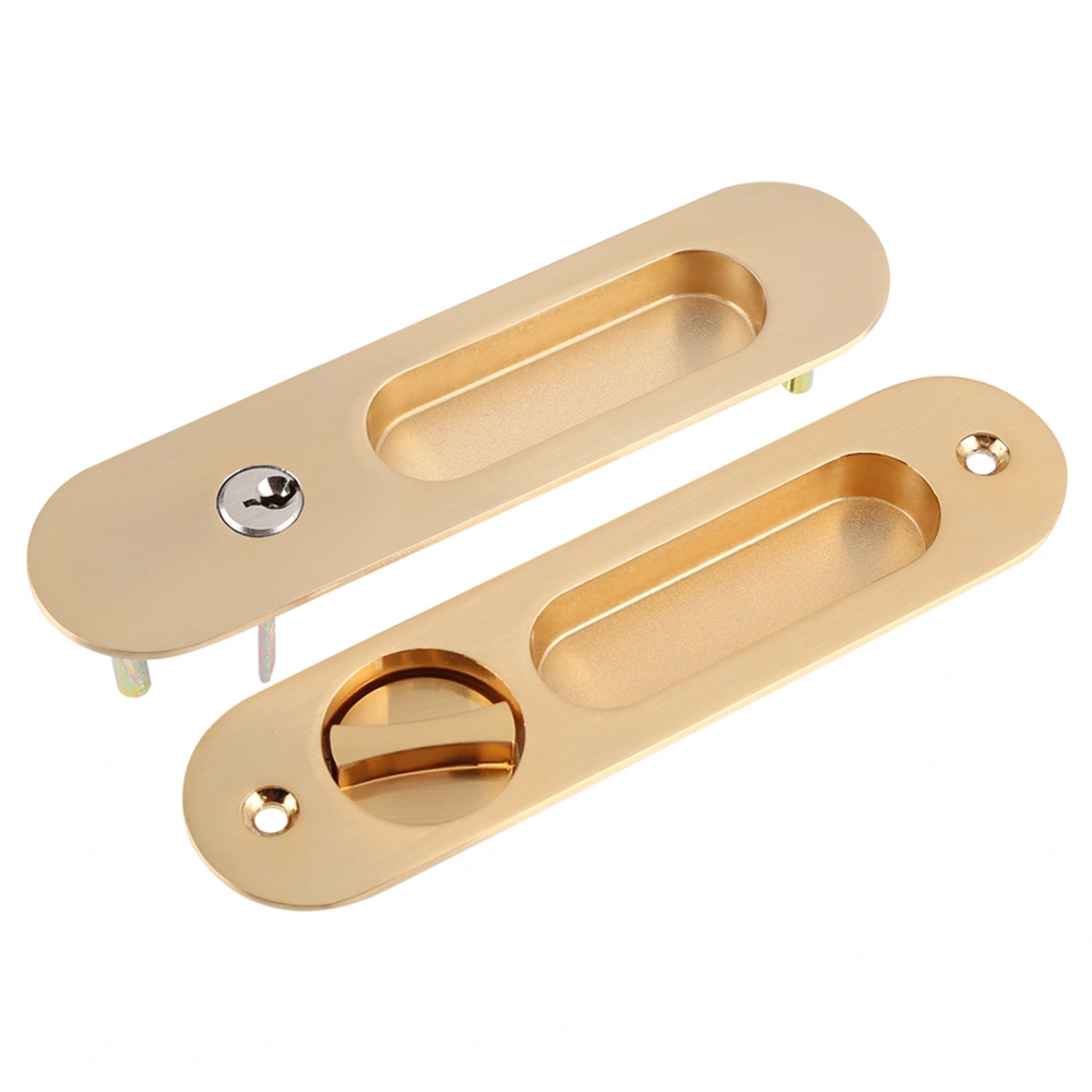 Sliding Door Lock Handle Anti-theft with Keys for Barn Wood Furniture Hardware Gold