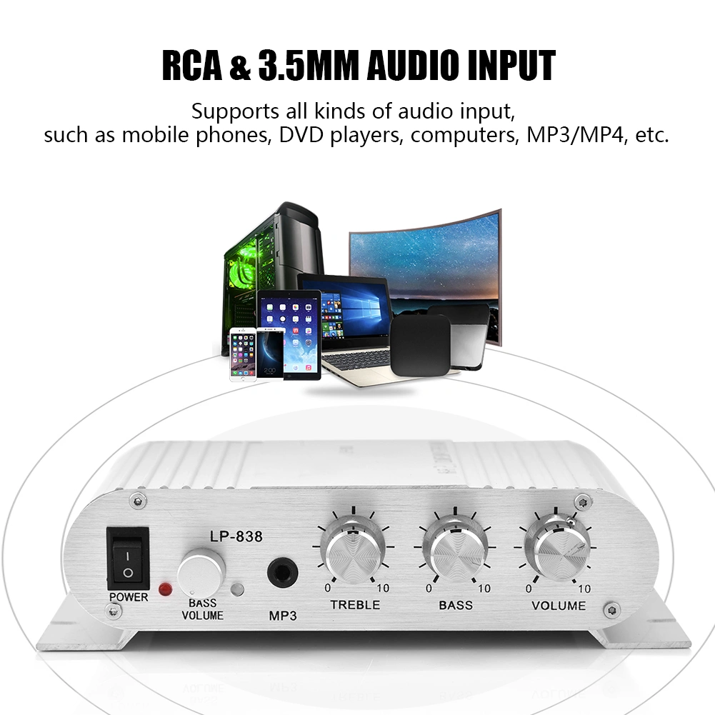 Mini HiFi 2.1 Stereo Bass Auto Car Home Audio Power Amplifier Digital Amp Silver