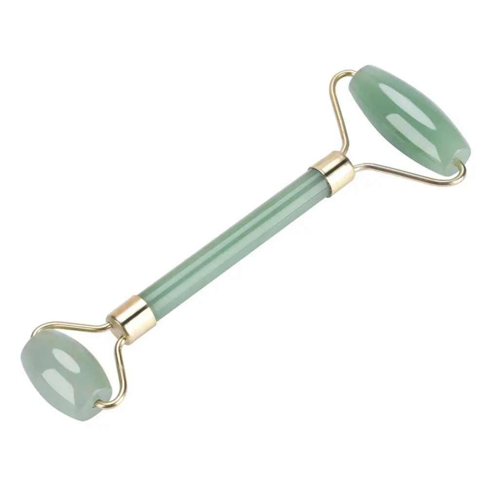 1Pc Natural Jade Double-head Beauty Roller Anti-Aging Face Eye Neck Massager Tool(Green)