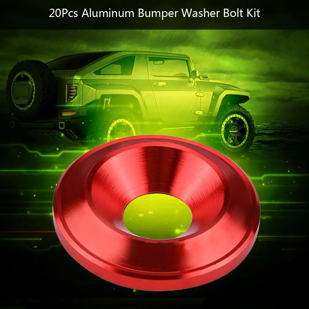 20Pcs Aluminum Bumper/Fender Washer Bolt Engine Bay Dress Up Kit Red