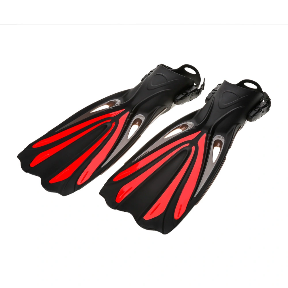 Quick Release Adjustable Swimming Webs Swim Fins Foot Flippers Paddle Training (Red-L/XL)