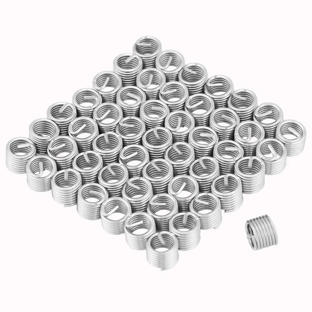 50pcs Stainless Steel Coiled Wire Helical Screw Thread Inserts M8 x 1.25 x 1.5D Length