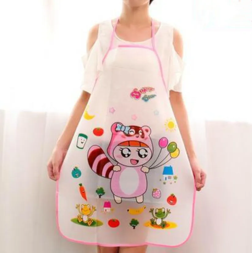 Cartoon Cute Translucent  Apron Cooking Bib Dress Women Kitchen Balloon Cat